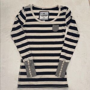 Poof Excellence Charcoal and Cream Striped Small Top